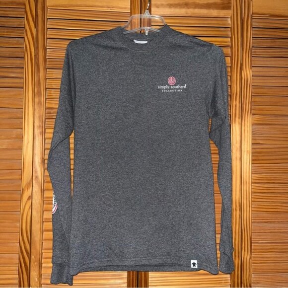 Simply Southern Long Sleeve Tailgates and Touchdowns Gray Graphic Tee Size Small - Picture 1 of 14